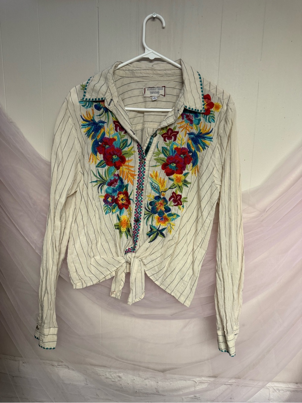 JOHNNY WAS Embroidered Blouse